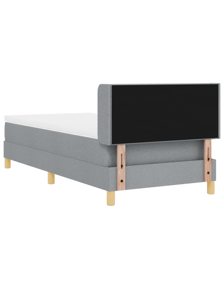 Letto a Molle con Materasso Grigio Chiaro 90x200 cm in Tessuto