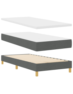 Letto a molle con materasso Grigio scuro 200 x 90 cm Poliestere 2