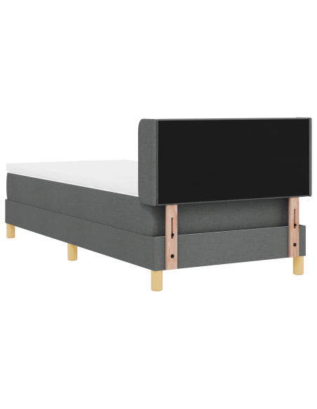 Letto con Rete a Molla e Materasso Grigio Scuro 90x200 cm in Tessuto