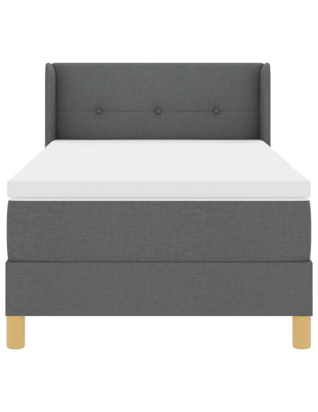 Letto con Rete a Molla e Materasso Grigio Scuro 90x200 cm in Tessuto