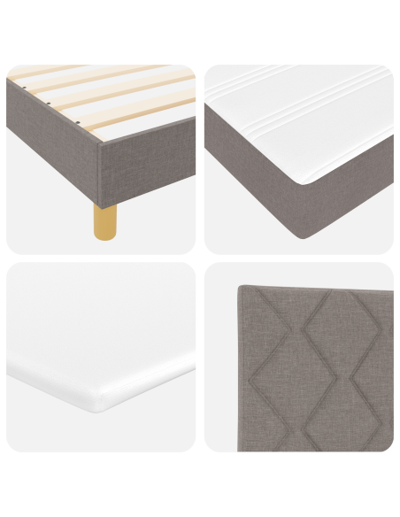 Letto contenitore con materasso tortora 90x200 cm in tessuto