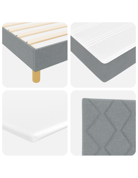Letto Box Spring  con Materasso Grigio Chiaro 100x200 cm Tessuto