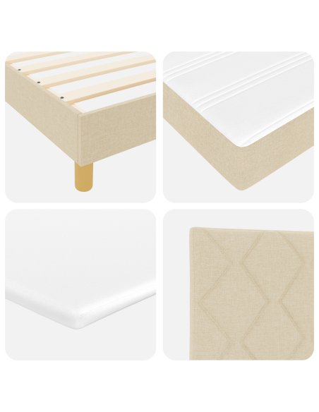 Letto con Box Spring e materasso crema 100x200 cm in tessuto
