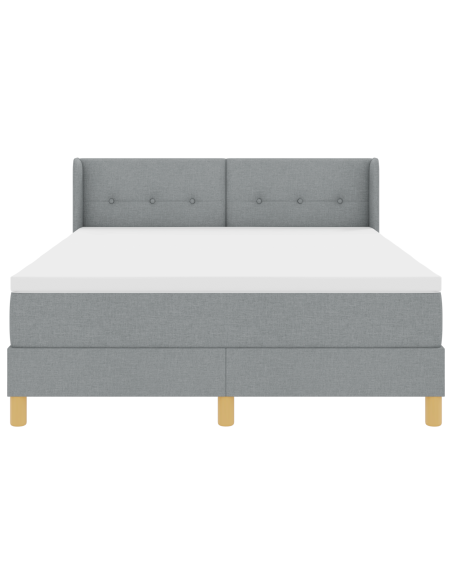 Letto a molle grigio chiaro con materasso 140x190 cm in tessuto