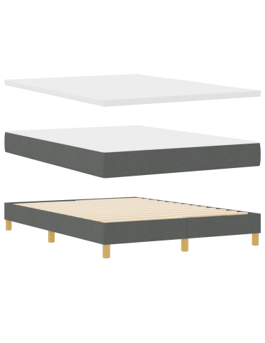 Letto a molle con testiera Grigio scuro 190 x 140 cm Poliestere