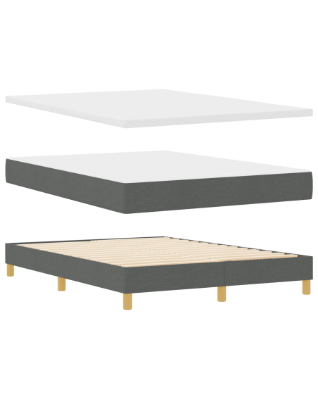Letto Box Spring con Materasso Grigio Scuro 140x190 cm Tessuto