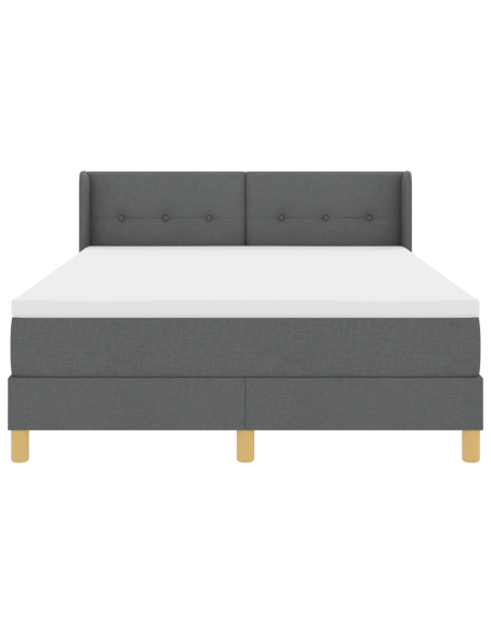 Letto Box Spring con Materasso Grigio Scuro 140x190 cm Tessuto