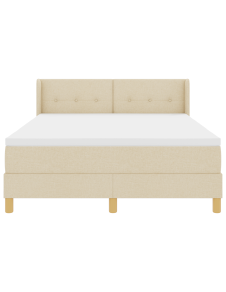 Letto a Molle con Materasso Crema 140x190 cm Tessuto