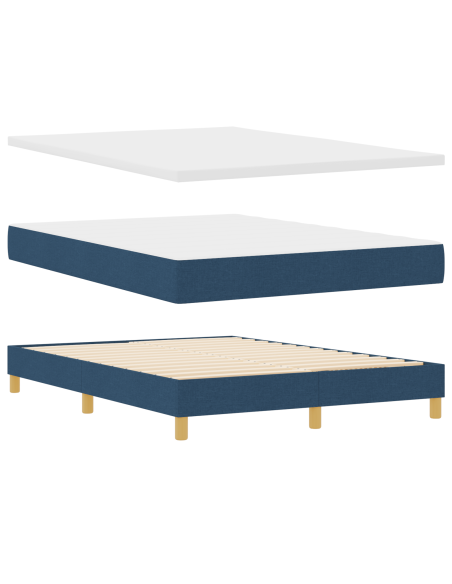 Letto con box spring blu 140x190 cm in tessuto