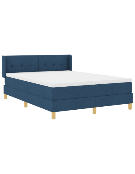 Letto con box spring blu 140x190 cm in tessuto