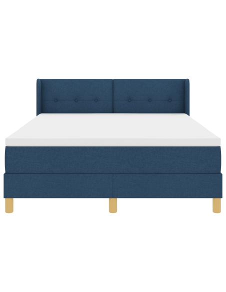 Letto con box spring blu 140x190 cm in tessuto