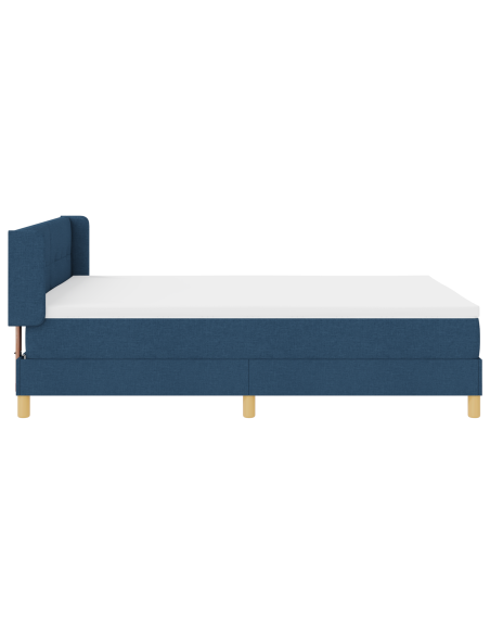 Letto con box spring blu 140x190 cm in tessuto