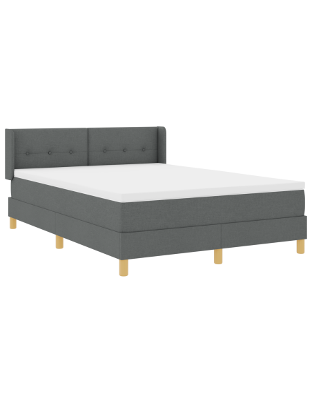 Letto Box Spring con Materasso Grigio Scuro 140x200 cm in Tessuto