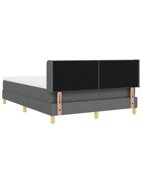 Letto Box Spring con Materasso Grigio Scuro 140x200 cm in Tessuto