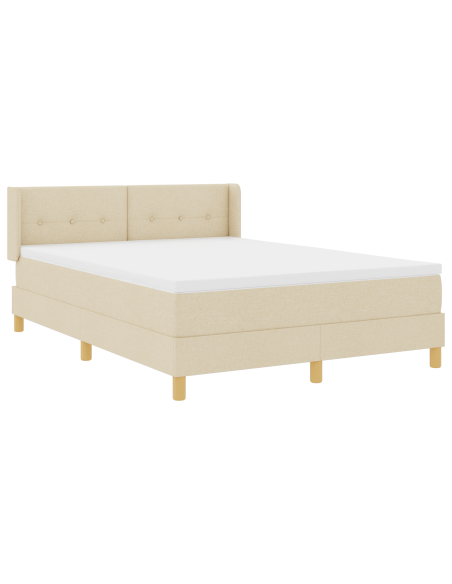 Letto Box Spring con Materasso Panna 140x200 cm Tessuto