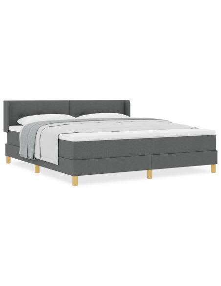 Letto con pediera e materasso grigio scuro 180x200 cm in tessuto
