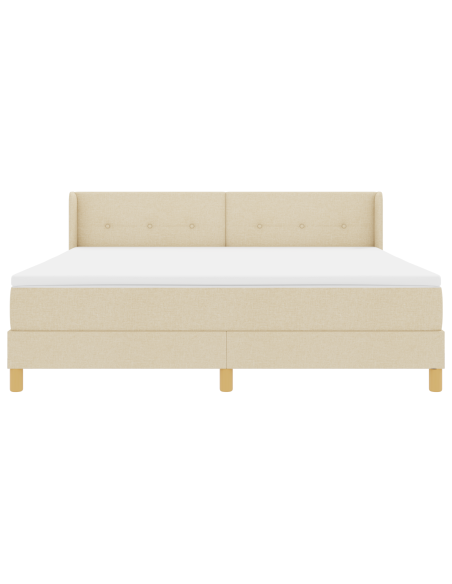 Letto a Molle Box con Materasso Panna 180x200 cm Tessuto