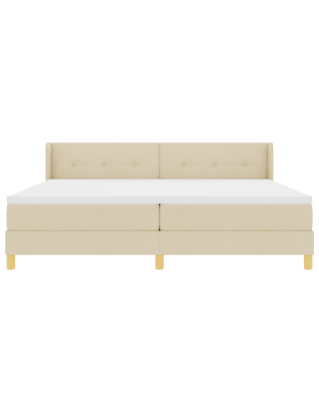 Letto box spring e materasso crema 200x200 cm in tessuto