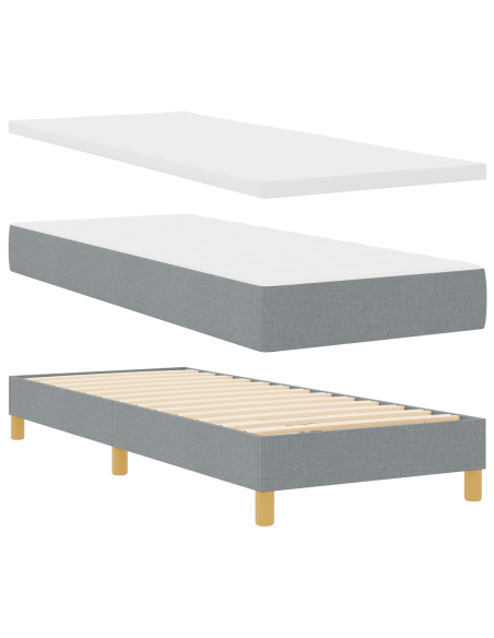Letto a Box Spring  con Materasso Grigio Chiaro 80x200 cm Tessuto