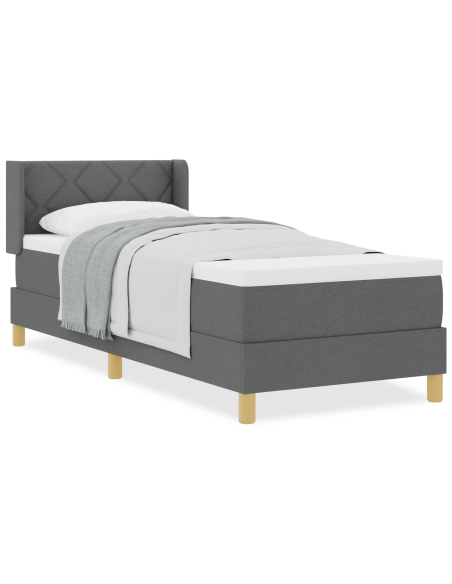 Letto box spring e materasso grigio scuro 80x200 cm in tessuto
