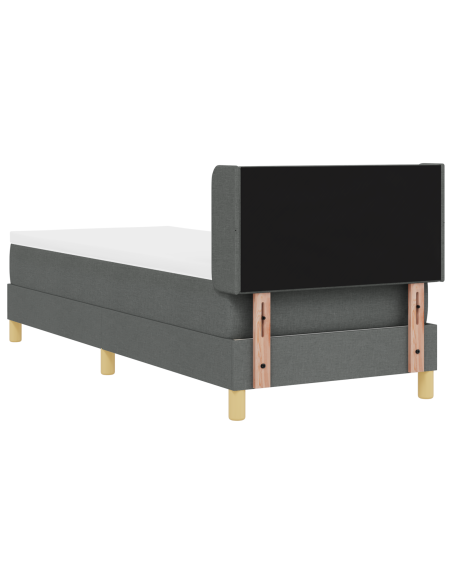 Letto box spring e materasso grigio scuro 80x200 cm in tessuto