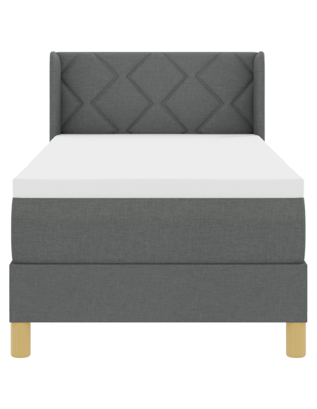 Letto box spring e materasso grigio scuro 80x200 cm in tessuto