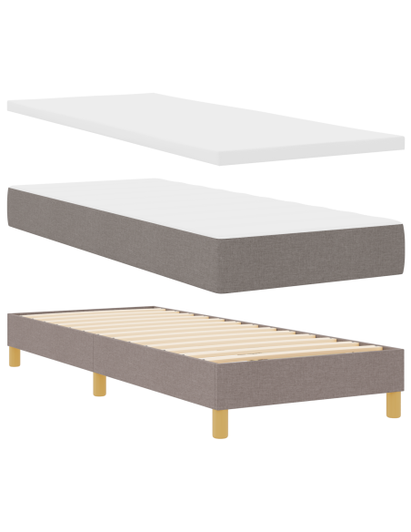 Letto con Box Spring e Materasso Tortora 80x200 cm TESSUTO