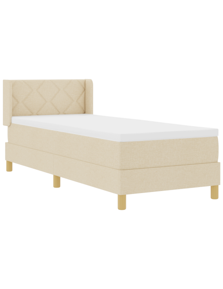 Letto con rete a molle e materasso panna 80x200 cm in tessuto
