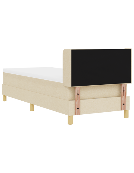 Letto con rete a molle e materasso panna 80x200 cm in tessuto