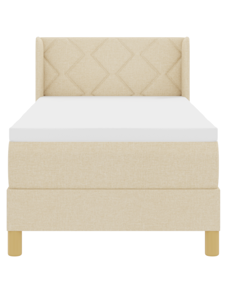 Letto con rete a molle e materasso panna 80x200 cm in tessuto