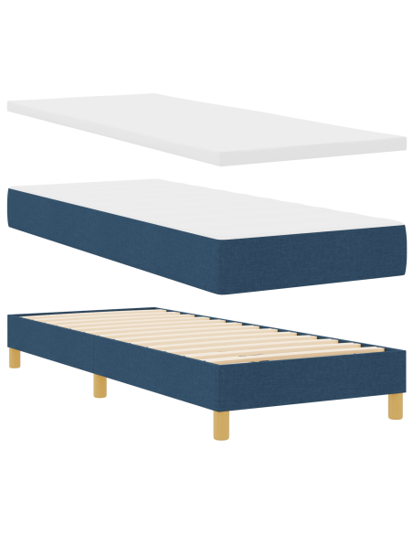 Letto a molle  con materasso blu 80x200 cm in tessuto