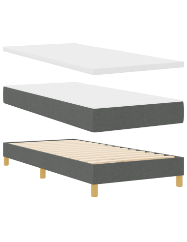 Letto a molle con materasso Grigio scuro 190 x 90 cm Poliestere