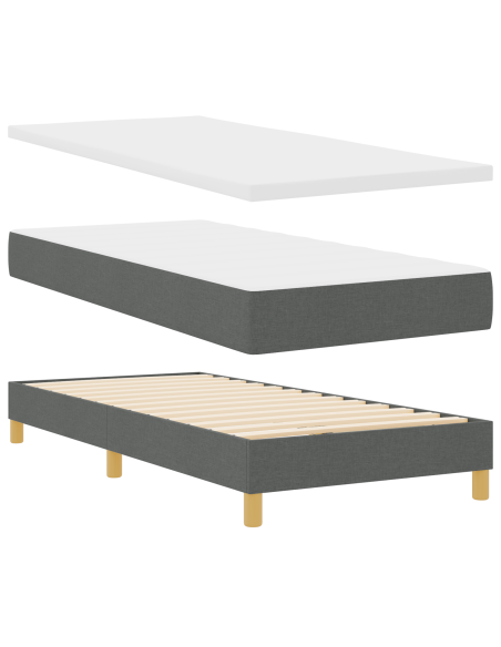 Letto a molle con materasso Grigio scuro 190 x 90 cm Poliestere