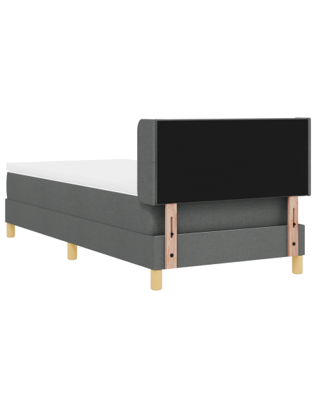 Letto a molle con materasso Grigio scuro 190 x 90 cm Poliestere