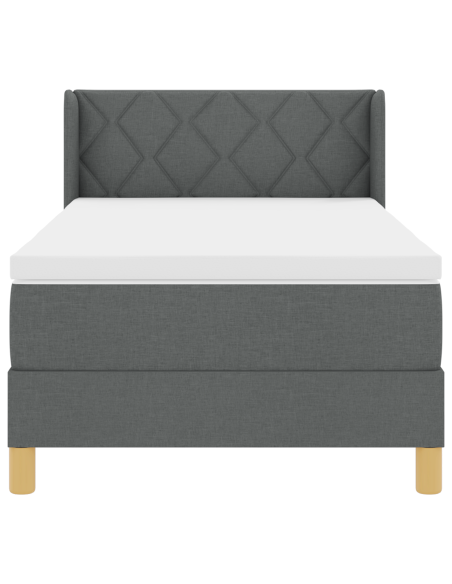 Letto con Box Spring e Materasso Grigio Scuro 90x200 cm in Tessuto