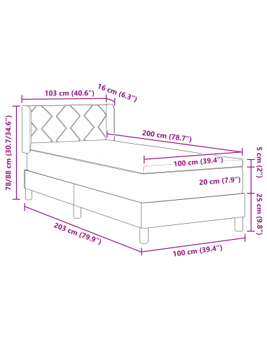 strongLetto a Molle / strong Grigio chiaro 100 x 200 cm