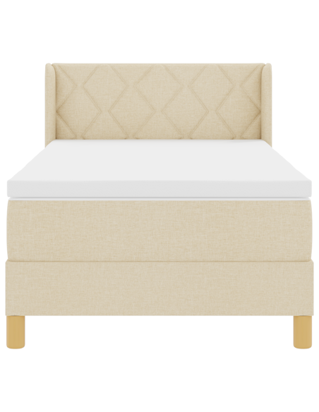 Letto con Box Spring e Materasso Crema 100x200 cm Tessuto