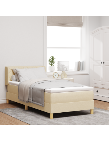 Letto a molle con materasso Crema 200 x 100 cm Poliestere