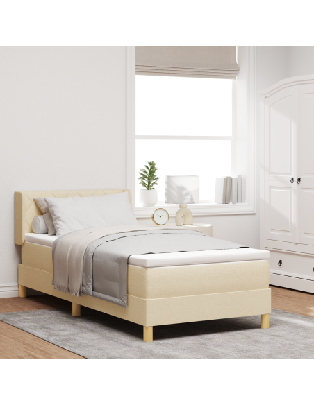 Letto con Box Spring e Materasso Crema 100x200 cm Tessuto