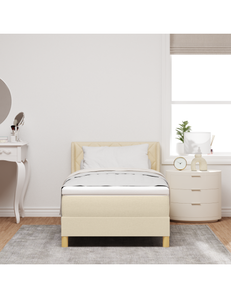 Letto con Box Spring e Materasso Crema 100x200 cm Tessuto
