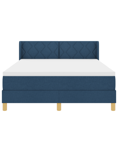 Letto con Rete e Materasso Blu 140x190 cm in Tessuto