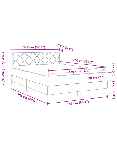 strongLetto a Molle / strong Grigio scuro 140 x 200 cm