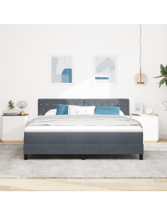 Letto a Sorgente LED con led Grigio scuro 180 x 200 cm Velluto