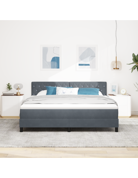 Letto a Molle con Materasso & LED Grigio Scuro 180x200 cm Velluto