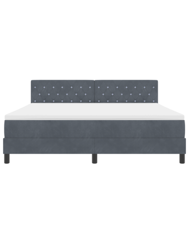 Letto a Sorgente LED con led Grigio scuro 180 x 200 cm Velluto