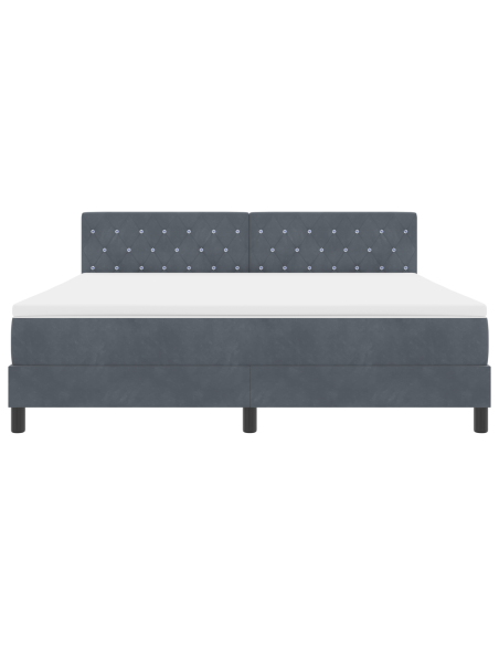 Letto a Sorgente LED con led Grigio scuro 180 x 200 cm Velluto