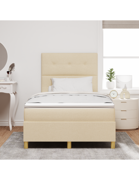 letto box spring con materasso e LED crema 120x200 cm in tessuto
