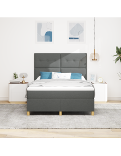 Letto a Sorgente LED Grigio scuro 140 x 190 cm Tessuto