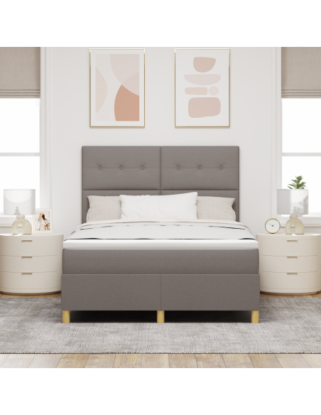 Letto a Box con Materasso e LED Tortora 140x190 cm Tessuto
