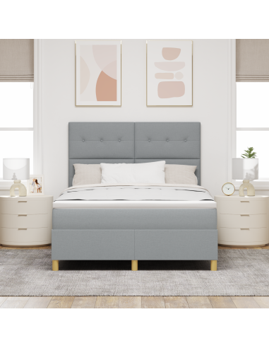 Letto a Sorgente LED Grigio chiaro 140 x 200 cm Tessuto